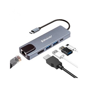 Docking Station USB C, 5 en 1, HDMI/RJ45 GIGABIT/USB A/USB C/VGA. BROBOTIX