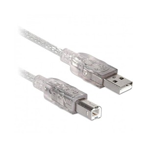 Cable USB A a B, V2.0 Para impresora universal, Alta velocidad, Plateado translucido, 4.5 m, 102366 BROBOTIX
