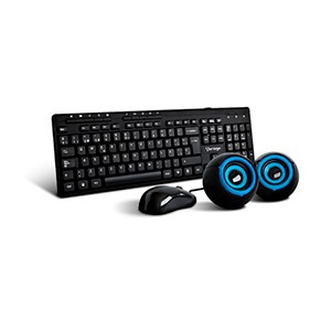 Kit Teclado y Mouse VORAGO, Estándar, 105 teclas, Negro, 1000 DPI