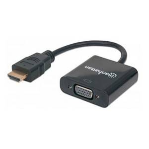 Convertidor HDMI a VGA MANHATTAN, HDMI, VGA, Micro-USB, Macho/hembra, Negro